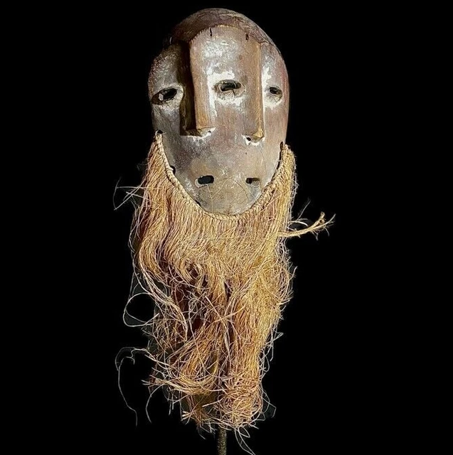 Tribal Face Mask Wood Hand Carved Wall Hanging Bwami Lega mask-8715