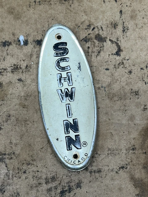 Vintage Schwinn Oval Head Badge 60s-70s White