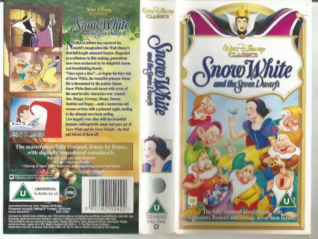 Videocassetta Vhs"Snow White And The Seven Dwarfs"Walt Disney-Classics-English V