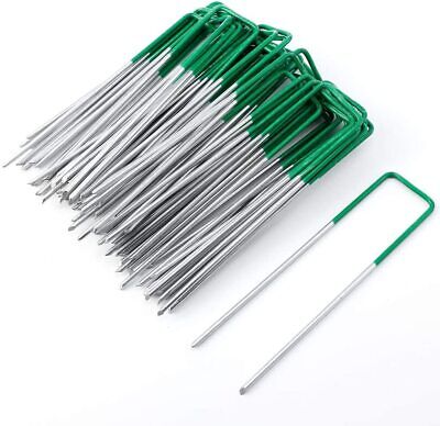 Weed Fabric Galvanised U Pins Pegs Green Staples Garden Grass Lawn Turf Secure