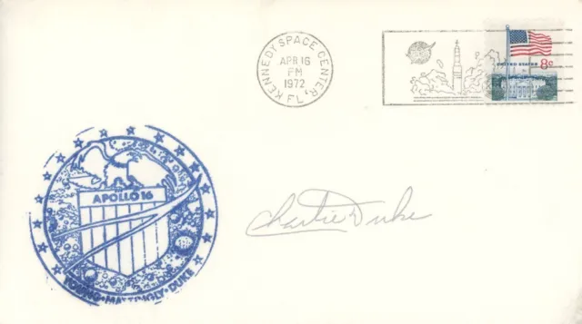 Apollo 16 Moonwalker Charlie Duke Signed Cover With Patch Cachet