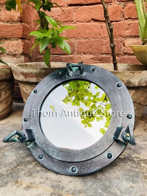 Maritime Antique Green Rusted Porthole 12" Nautical Porth Hole Window Boat Ship