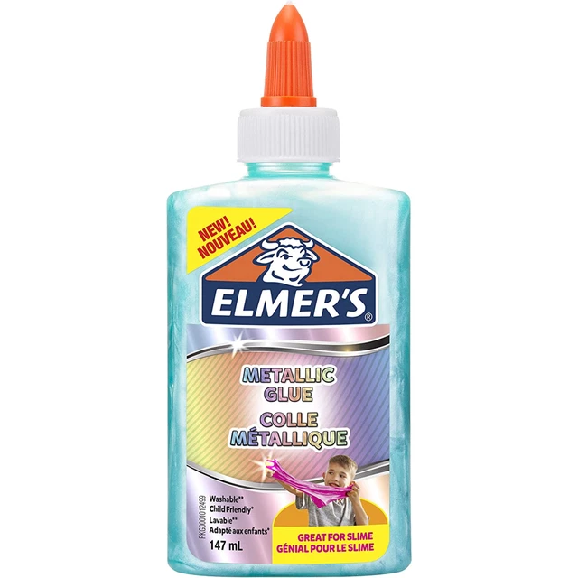 Elmers Metallic PVA Glue 147 ml Washable & Kid Friendly for Making Slime Teal