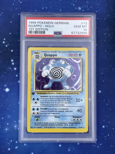 Pokemon PSA GEM MINT 10 Quappo HOLO Basis Base Set 1. 1st Edition 13/102