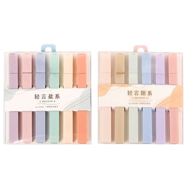 6 Pcs Colored Markers Fluorescence Color Highlighter Pens 6-Colors Marker Pens