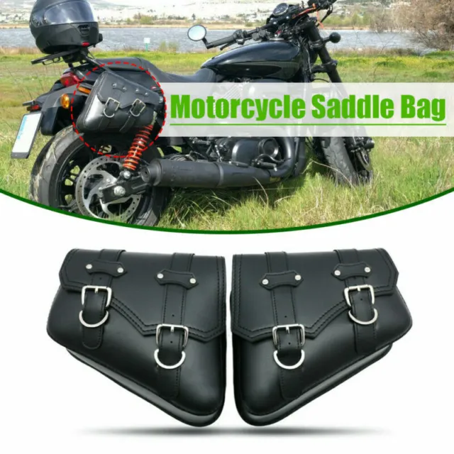 2x Motorrad Satteltaschen Seitentasche Gepäcktasche PU Leder Für Harley Davidson