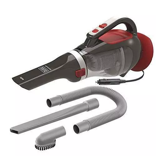 Black+Decker 12V Auto-Sauger mit Bürstenaufsatz, Adapter zum Anschluss an den