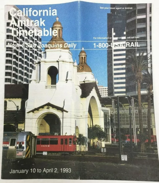 Amtrak California Timetable Vintage January April 1993 Railroad Train Map