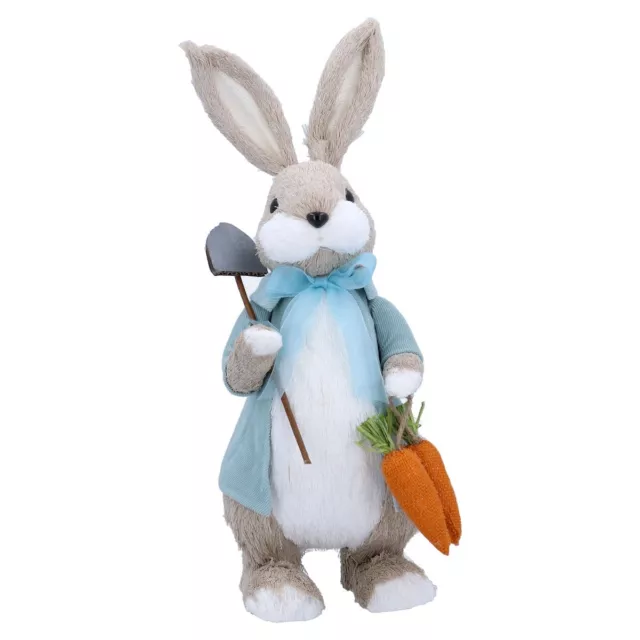 Gisela Graham Bristle Rabbit with Spade Easter Decoration Novelty Spring Decor