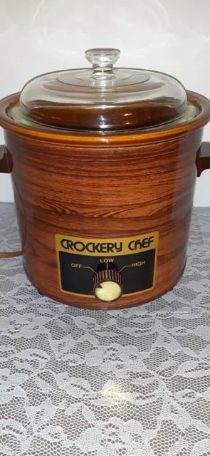 JC Penny Slow Crockery Cooker Crock Pot With Lid 3.5qt 4510 Red Orange  Vintage 