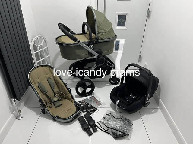 iCandy Peach 4 Olive 🫒Full Travel System with New Car Seat 🫒🖤