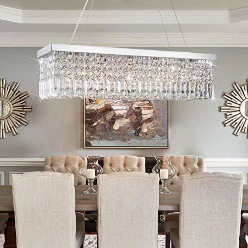 Rectangle Chandeliers for Dining Room Modern Ceiling Light Fixtures Hanging