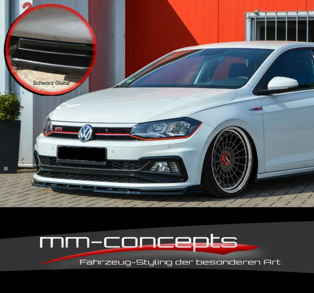 CUP Spoilerlippe SCHWARZ für VW Polo 6 VI GTI 2G AW Frontspoiler Spoilerschwert