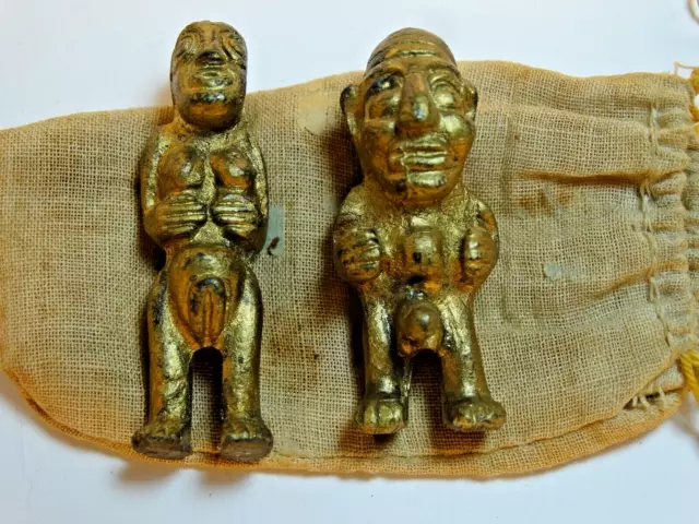 Antique Fertility God Amulets w Elongated Skulls Ancient Alien Frogs on Backs