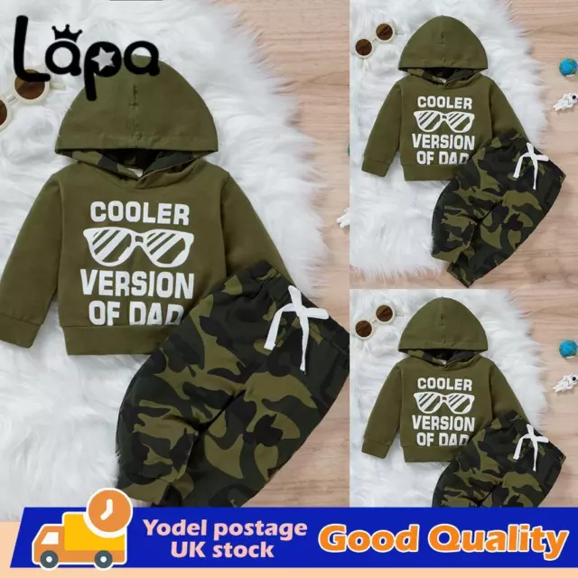 Kids Baby Boys Camo Hooded Tops Pants Tracksuit Hoodies Clothes Babygrow Outfits