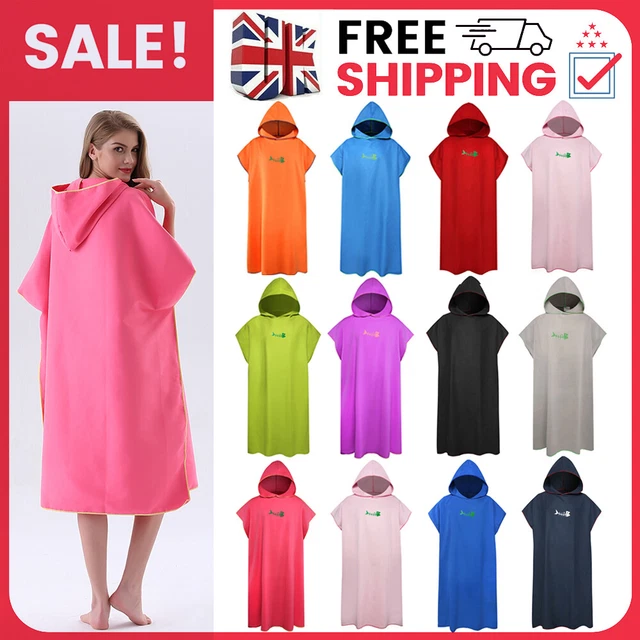 Unisex Beach Robe Towel Hooded Changing Quick Dry Towel Poncho Bathrobe Summer
