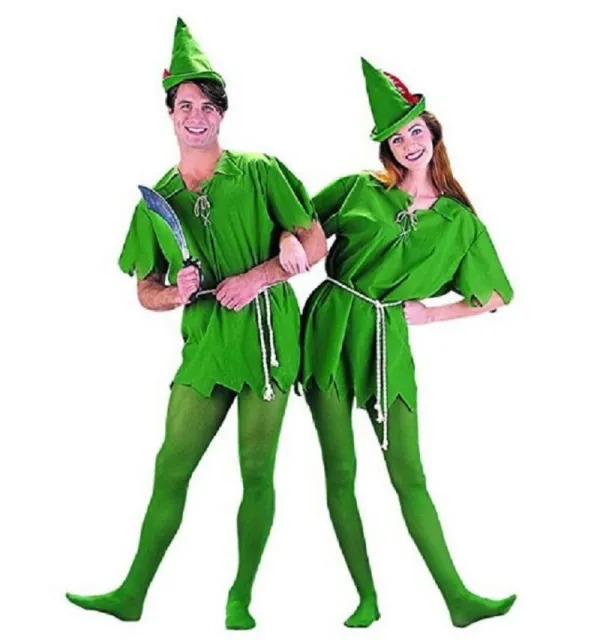 Peter Pan Costume Lost Fairytale Elf Unisex Christmas Fancy Dress One Size Adult