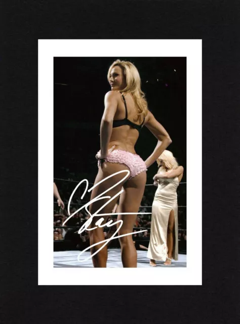8x6 Halterung Stacy Keibler signiert FOTO Druck rahmenfertig WWE Wrestling Diva