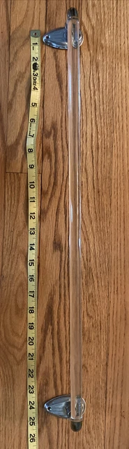 Clear Glass Bent Towel Bar Rack Rod MCM Retro Vintage Art Deco 24 In