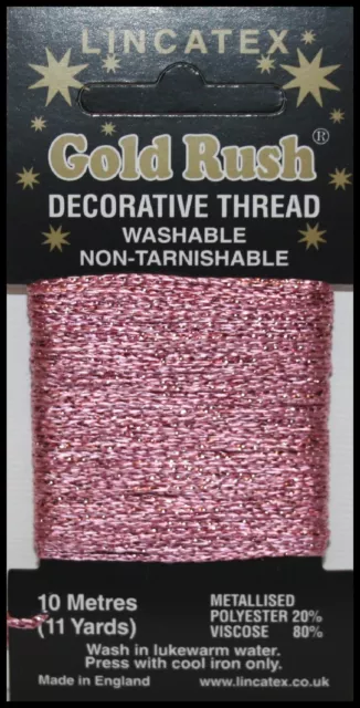 Decorative Metallic Glitter Thread Embriodery 30 Colours Lincatex Gold Rush