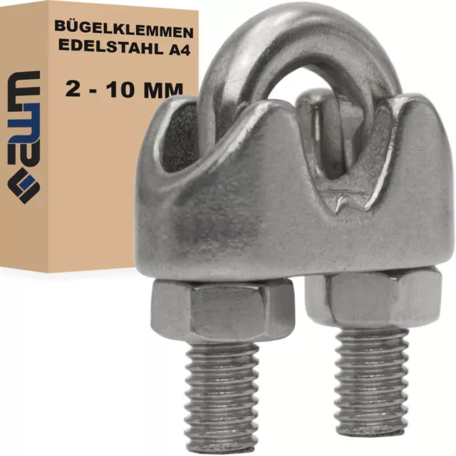 Bügelklemme Edelstahl Seil Drahtseilklemmen Klemmen Seilklemme VA4 1-10 mm