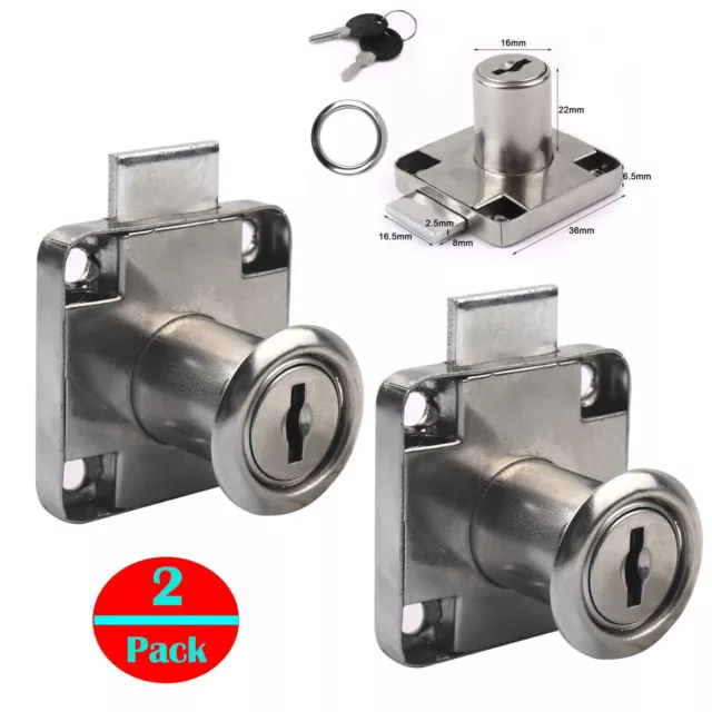 1/2/4X Cam Lock Door Furniture Cabinet Letter Box Drawer Cupboard Locks w/ Keys