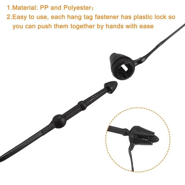 SNAP LOCK PINS Loop Price Tag Fastener Tags Ties black,clear 5 inch ...