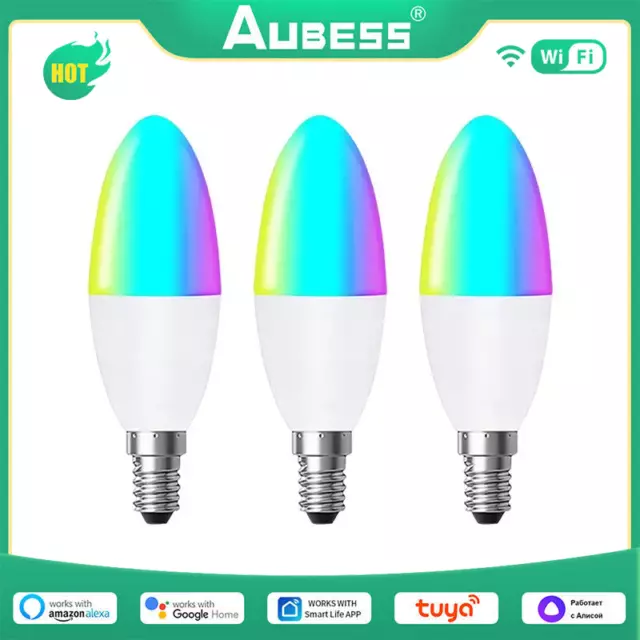 1-5X E14 Tuya Smart WiFi Birne Dimmbare LED Glühbirnen RGB für Alexa Google Home