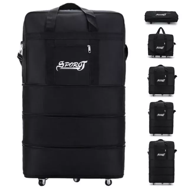 3 Layer Folding Extendable Roulette Travel Bag with 5 Wheels 45L-95L