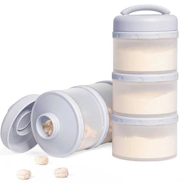 Stackable Formula Dispenser Portable Milk Powder Container, 2Pck, Grey