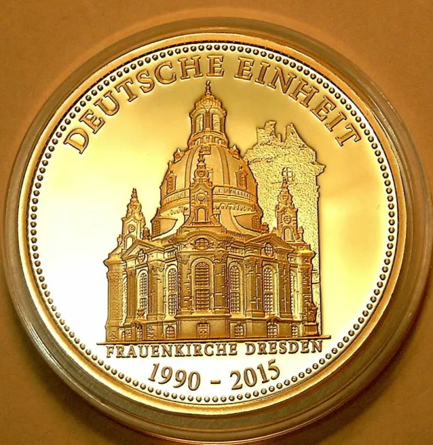 Dresden Frauenkirche Ø40mm PP 25 Jahre Deutsche Einheit Gold veredelt