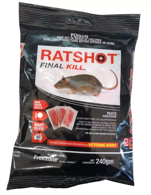 iO Ratshot Rapidkill Red Rat Mouse Rodent Bait PASTE Final Kill 240 gm