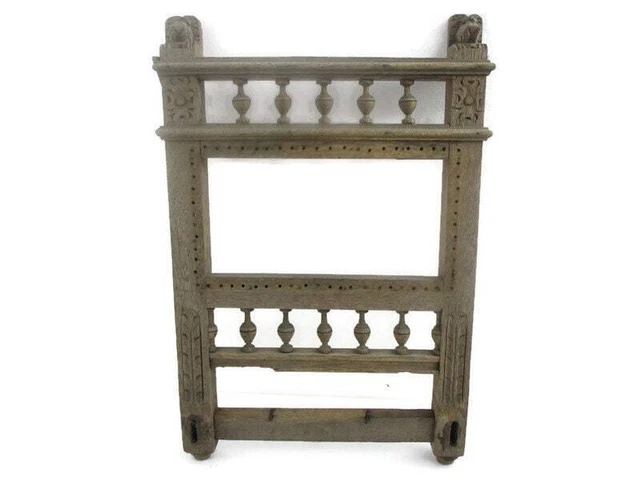 Antique Hand Carved Wood Back of Chair Pediment Ornate Architectural Reclaimed L