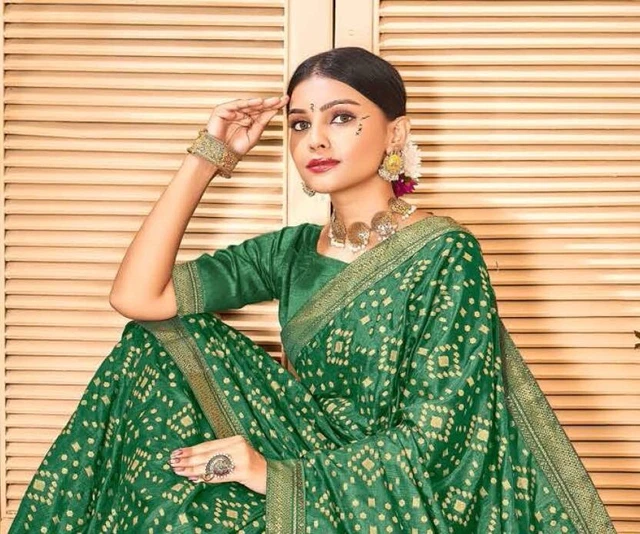 Indiano Pakistano Sari Camicetta per Donna Stampato Bollywood Art Seta