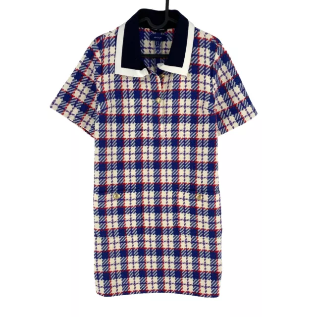 GANT Azul Cuadros Tweed Rugby Manga Corta Vestido Talla Eu 38 GB 10 Ee. Uu. 8