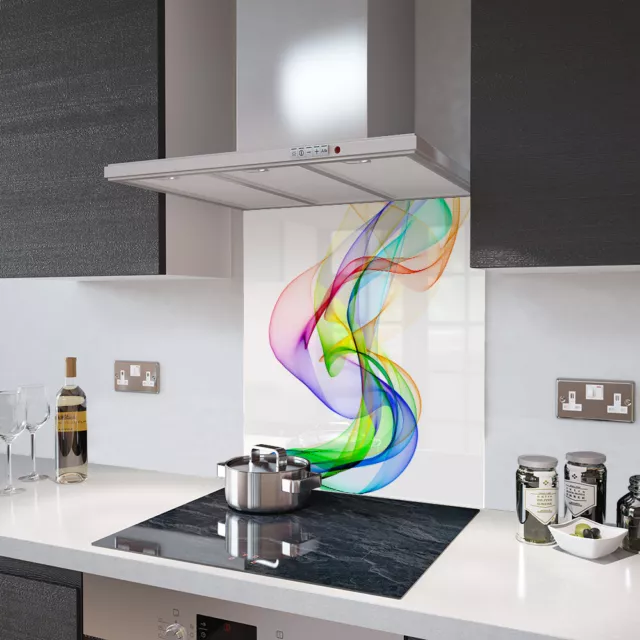 Glass Splashbacks Rainbow Wave Glass and Accessories - Made By Premier Range