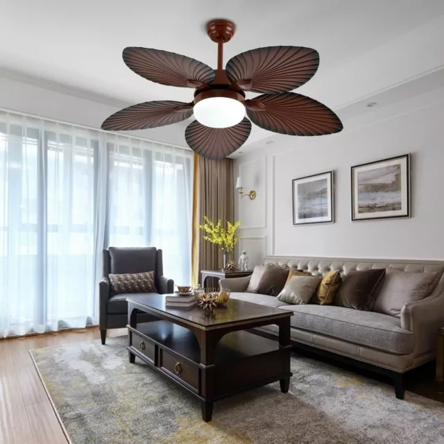 Retro Retractable Blades Ceiling Fan Light 52" Industrial Chandelier with Remote