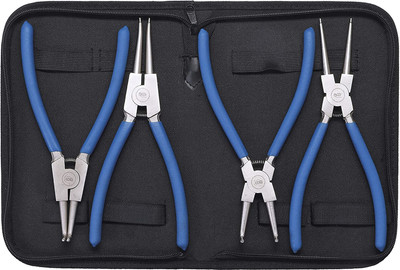 JEU DE 4 PINCES A CIRCLIPS INTERIEUR EXTERIEUR DROITES ET COUDEES 175mm BGS DI 