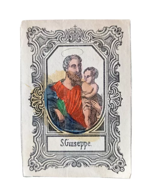 *HH* Antico Santino holycard Religioso San Giuseppe Stampa Votiva Holy Card