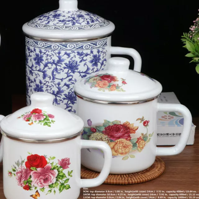 Eau Thé Café Tasse Mug Émail Vintage Simple Mode Floral Peint