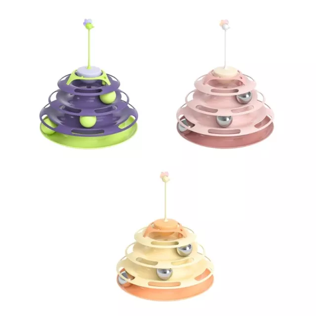 Cat Toy 3-Level Turntable Ball Tower Fun Mental Physical Exercise Puzzle Toy