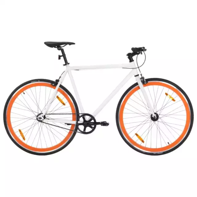 Fixed Gear Bike Single Speed Fixie White and Orange 700c vidaXL