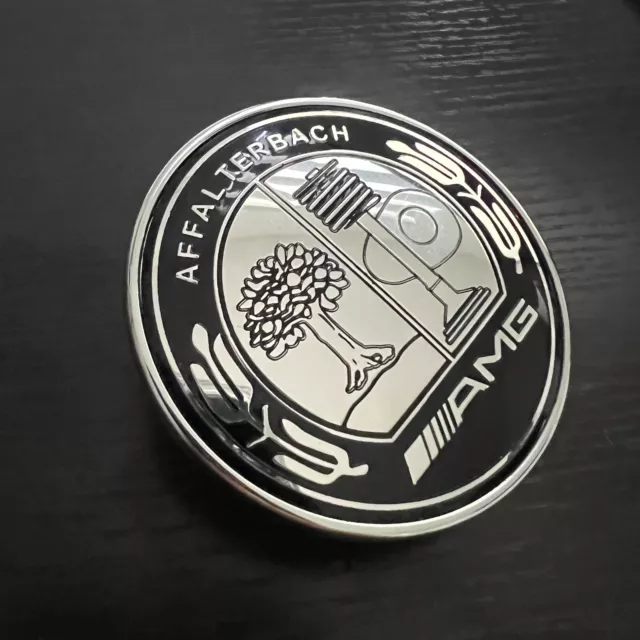 AMG Black Chrome Front Hood Emblem Affalterbach Apple Badge Mercedes Benz 57mm