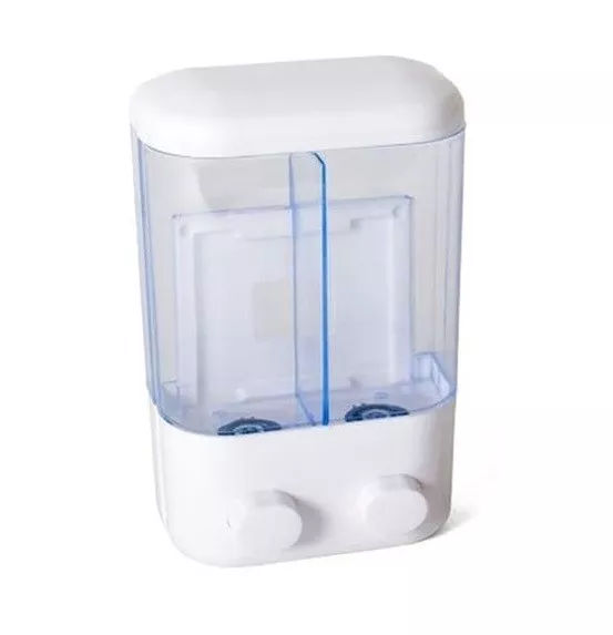 Dispenser Sapone Liquido Doppio a Parete Muro Casa Negozio Bagno 2 x 380 ml dfh