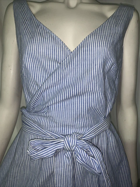 BODEN RIVIERA STRIPED Linen Blend Wrap Around Top Dress Size 8P 10P 19.00 PicClick UK