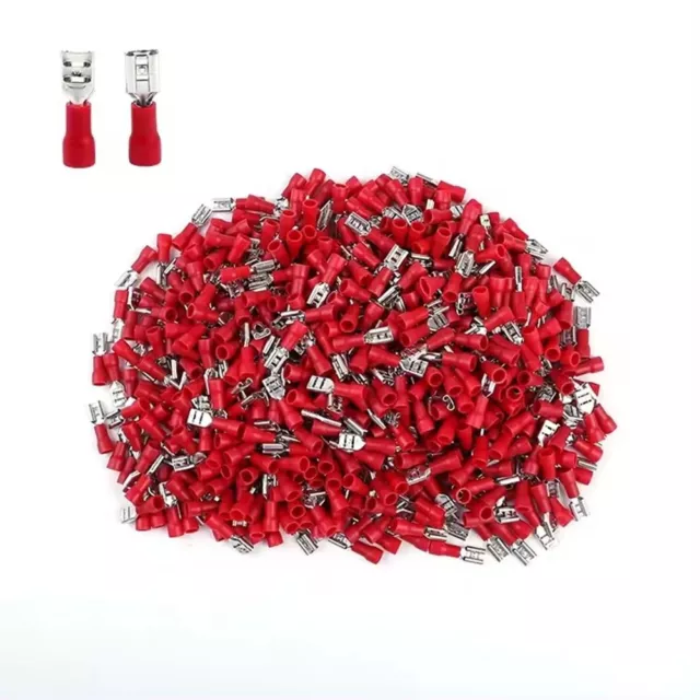 100PCS 0.5-1.5mm² Insulated Spade Wire Connector Red Female Connectors