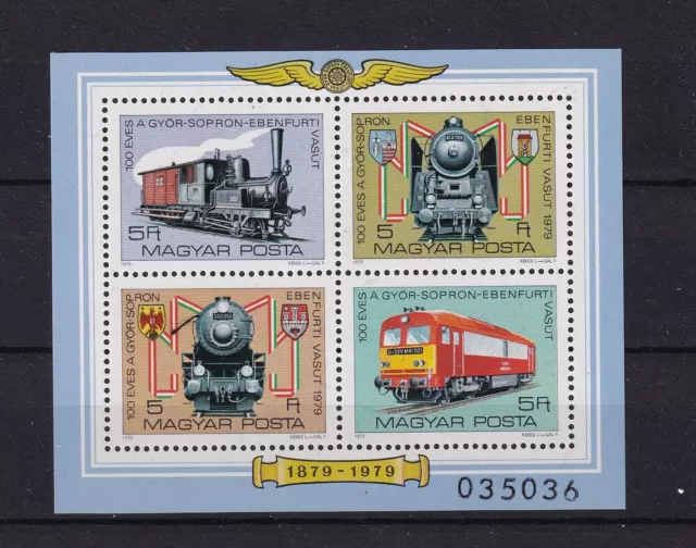 Ungarn  1979 MiNr.  Block 139 Railway  Eisenbahn Train Zug postfrisch **