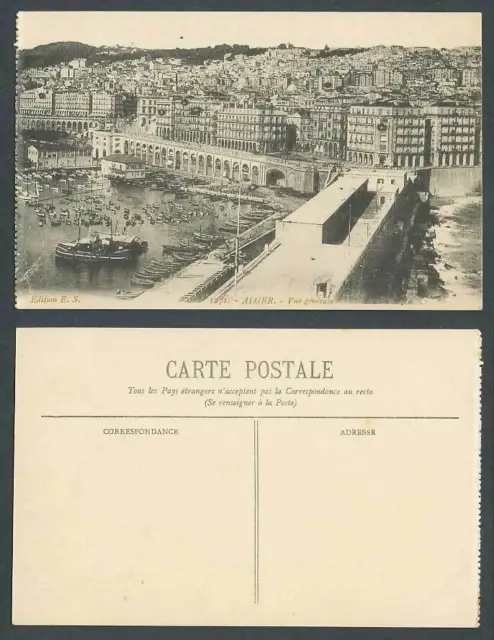 Algeria Old Postcard Alger Vue Generale General View Ships Boats Harbour Streets