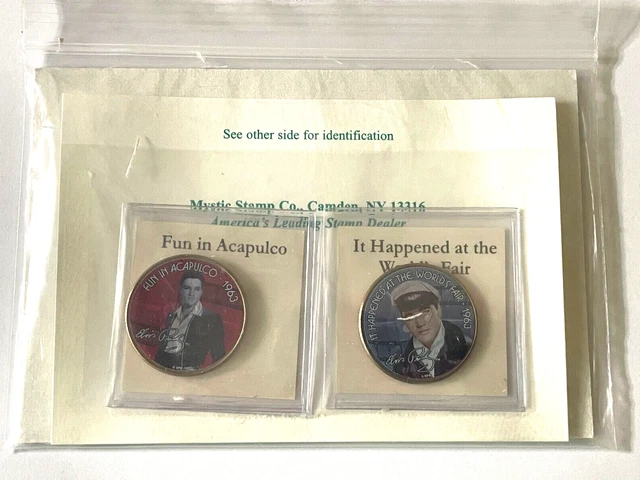 2 E Presley Movie Coin Collection Colorized Half $ Acapulco / At Worlds Fair