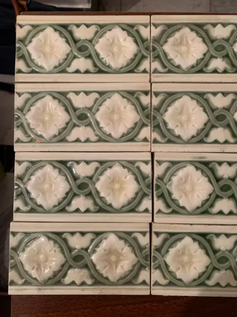 Tiles Rare Antique Vintage Art Deco 6X3 Inch 1900 England Majolica Collectible 2
